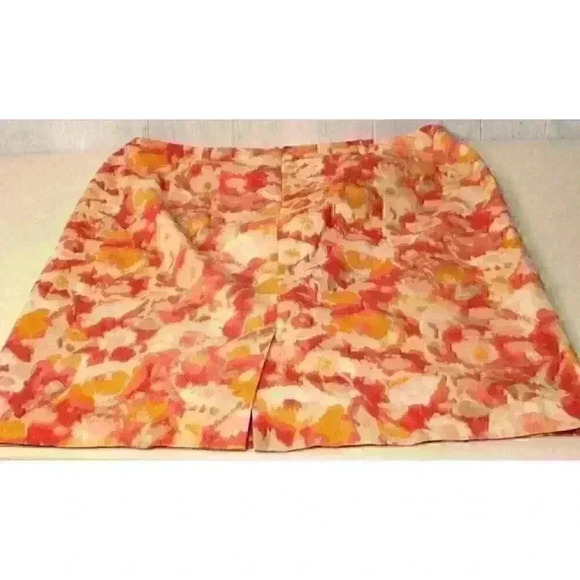 Talbots Pink Yellow A Line Canvas Midi Cotton Blend Lined Skirt Women's Size 16 - Picture 6 of 12